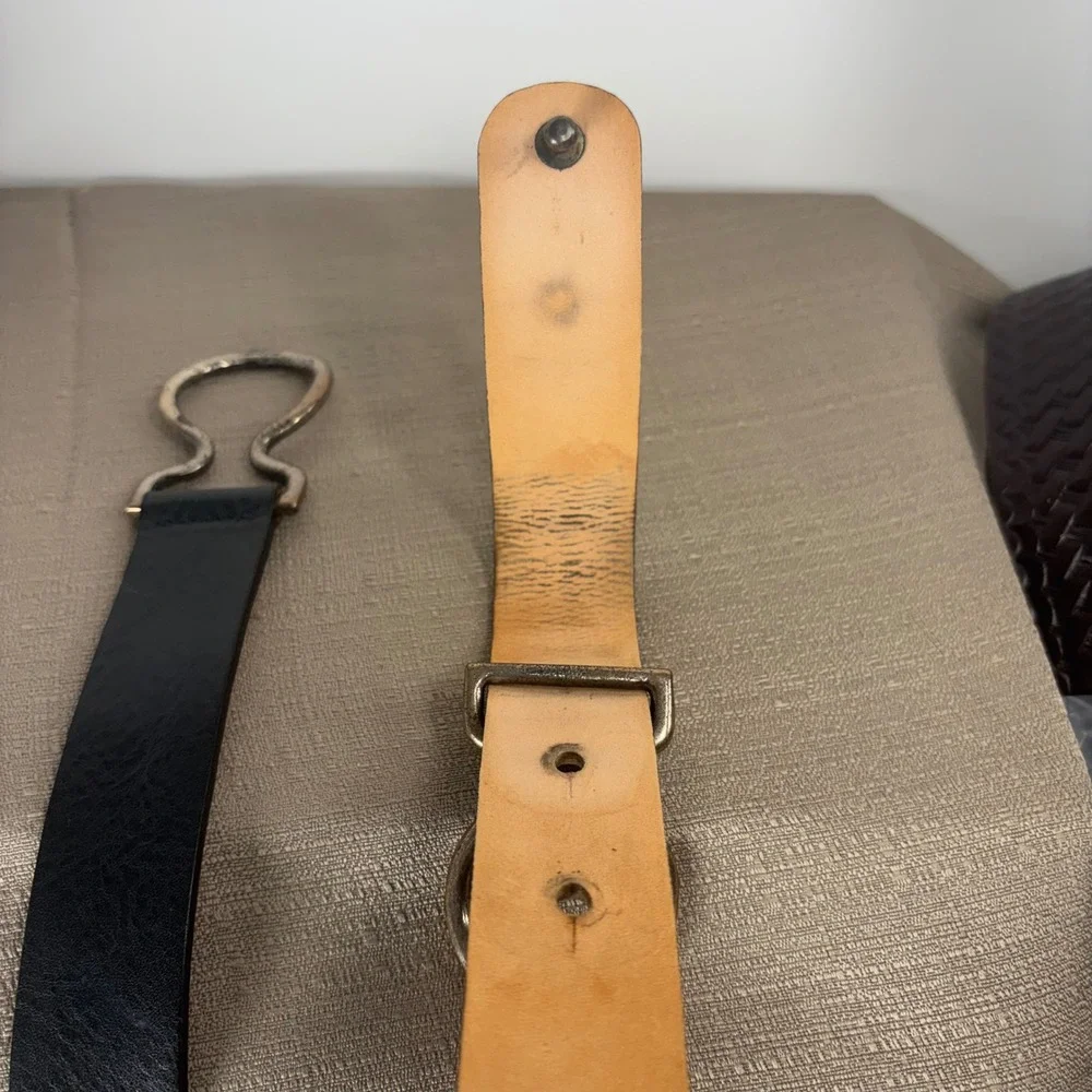 Banana Republic Leather Belt Womens M Navy Blue Good Equestrian